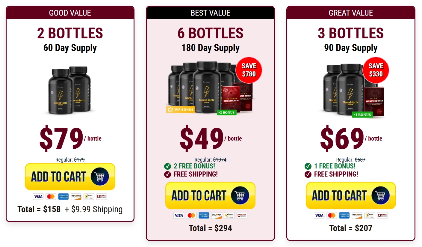 Garaherb pricing and bundle options with discount